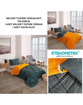 ETE HOMETEX TEK KİŞİLİK LÜX WELSOFT YORGAN YANSIMA HARDAL 155X215CM 8696474231957